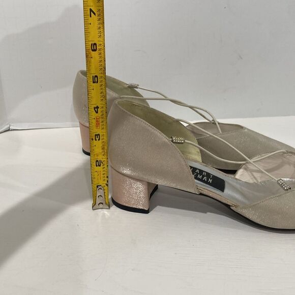 Stuart Weitzman Tubex Oyster Sparkle Lame Rhinestone Trim Shoes Size 8 - Picture 12 of 15